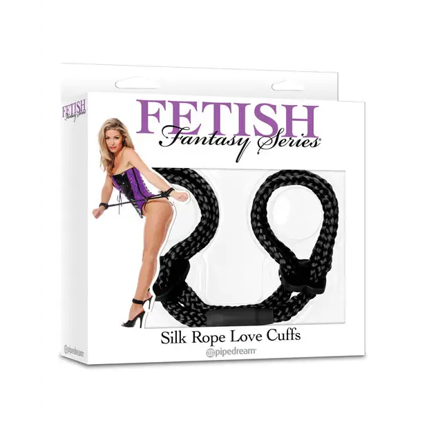 Fetish Fantasy Series Silk Rope Love Cuffs - Black - Bondage Blindfolds & Restraints