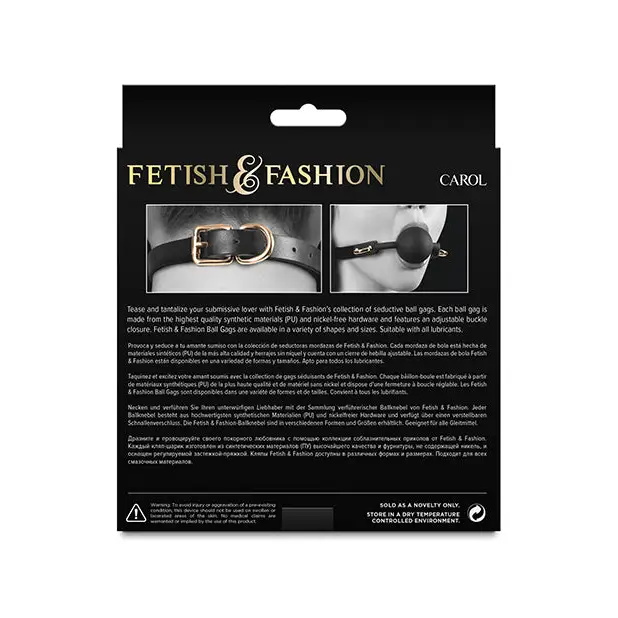 Fetish & Fashion Carol Ball Gag - Black - Bondage Blindfolds & Restraints
