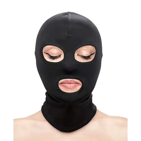 Fetish & Fashion Eyes & Mouth Hood - Black - Bondage Blindfolds & Restraints