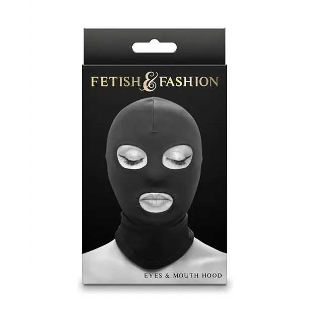 Fetish & Fashion Eyes & Mouth Hood - Black - Bondage Blindfolds & Restraints