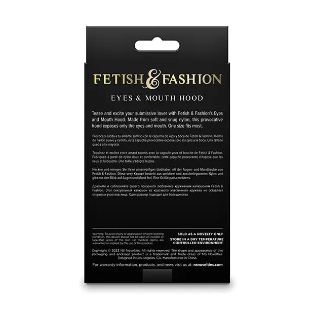 Fetish & Fashion Eyes & Mouth Hood - Black - Bondage Blindfolds & Restraints