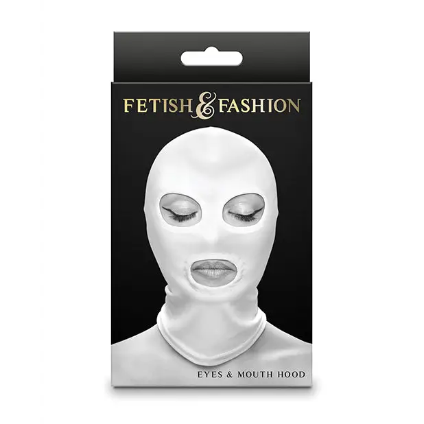 Fetish & Fashion Eyes & Mouth Hood - White - Bondage Blindfolds & Restraints