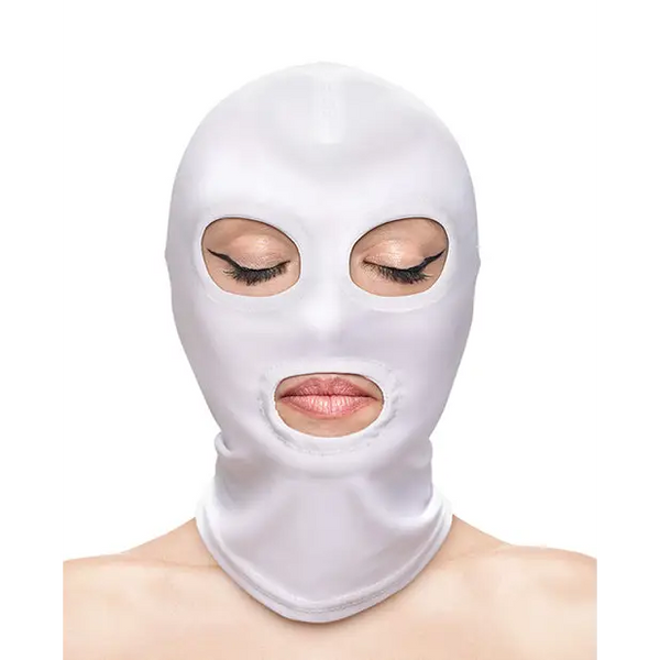 Fetish & Fashion Eyes & Mouth Hood - White - Bondage Blindfolds & Restraints
