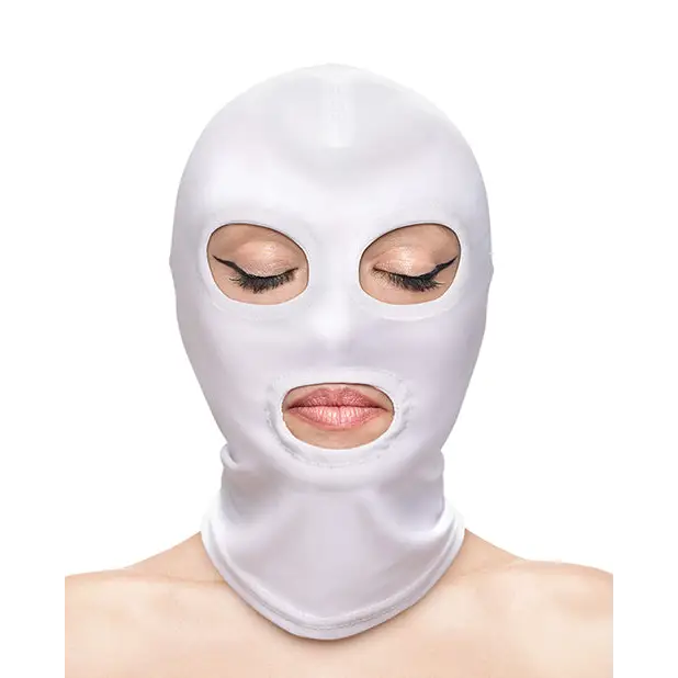 Fetish & Fashion Eyes & Mouth Hood - White - Bondage Blindfolds & Restraints