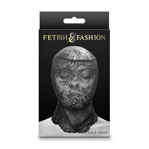 Fetish & Fashion Lace Hood - Black - Bondage Blindfolds & Restraints