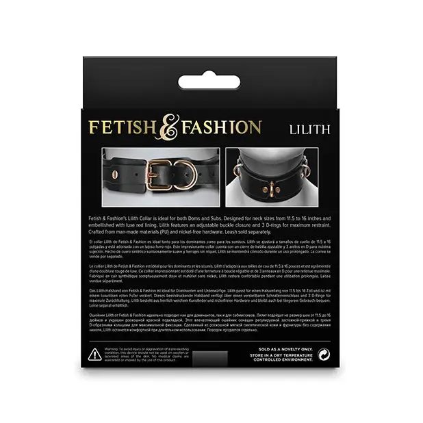 Fetish & Fashion Lilith Collar - Black - Bondage Blindfolds & Restraints