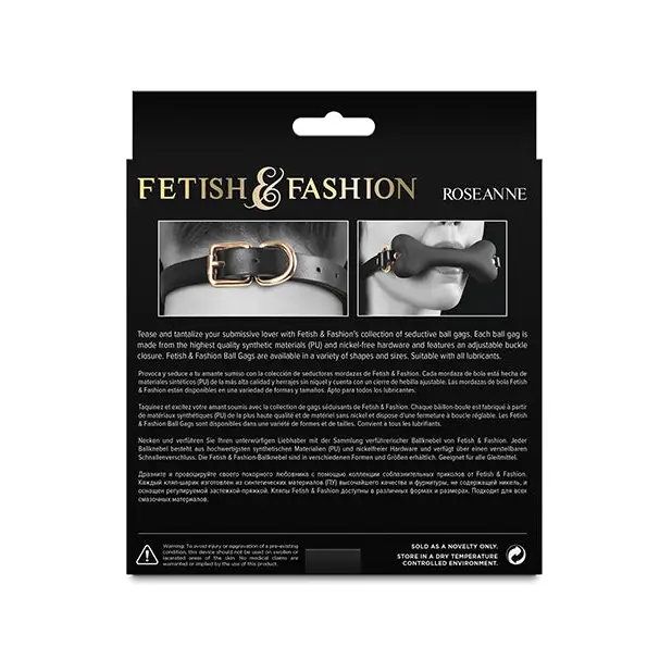Fetish & Fashion Roseanne Ball Gag - Black - Bondage Blindfolds & Restraints