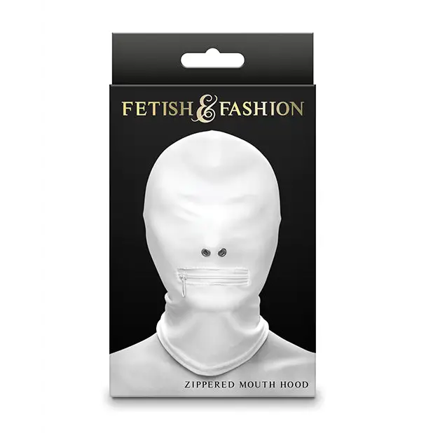 Fetish & Fashion Zippered Mouth Hood - White - Bondage Blindfolds & Restraints