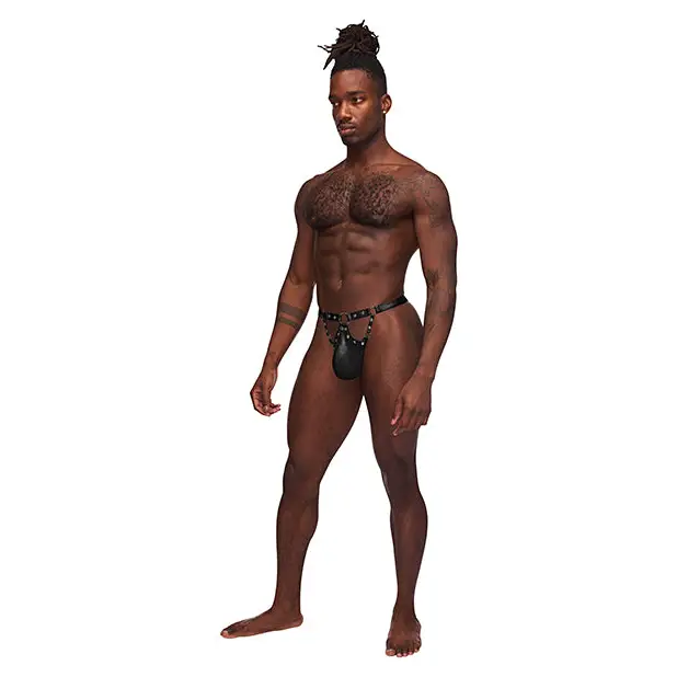 Fetish Jouster Nylon & Spandex Front Ring G-String Black L/XL - Lingerie - Packaged