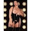FETISH Open Cup Vinyl V-Wire Merrywidow w/G-String - Black 1X/2X - Lingerie - Plus/Queen - Hanging