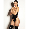 FETISH Open Cup Vinyl V-Wire Merrywidow w/G-String - Black L/XL - Lingerie - Hanging