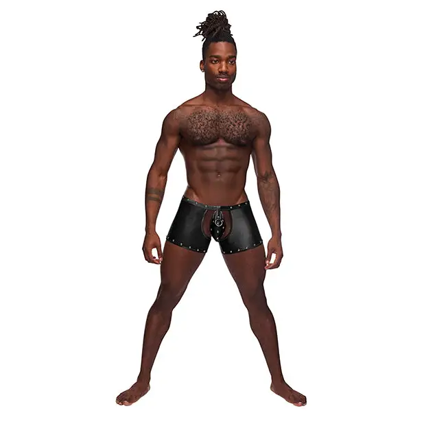 Fetish Poseidon Nylon Spandex Tear Off Cup Thong Short Black L/LX - Lingerie - Packaged