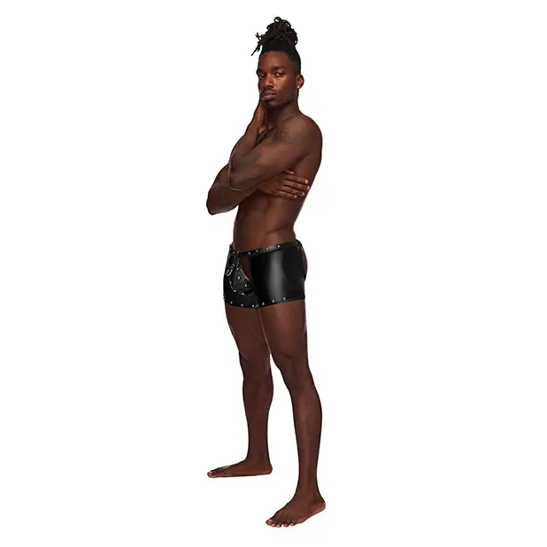 Fetish Poseidon Nylon Spandex Tear Off Cup Thong Short Black S/M - Lingerie - Packaged