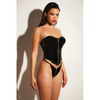 FETISH Rider Vinyl Bustier w/Front Zipper & Panty Black SM - Lingerie - Hanging