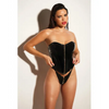 FETISH Rider Vinyl Bustier w/Front Zipper & Panty Black SM - Lingerie - Hanging