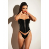 FETISH Rider Vinyl Bustier w/Front Zipper & Panty Black SM - Lingerie - Hanging