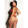 FETISH Submissive V-Plunge Vinyl Teddy w/Removable Chain Harness & Hand Red L/XL - Lingerie - Packaged