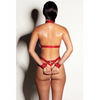 FETISH Submissive V-Plunge Vinyl Teddy w/Removable Chain Harness & Hand Red S/M