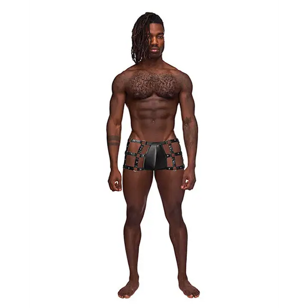 Fetish Vulcan Nylon Spandex Caged Short Black S/M - Lingerie - Packaged