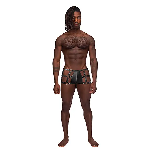 Fetish Vulcan Nylon Spandex Caged Short Black S/M - Lingerie - Packaged