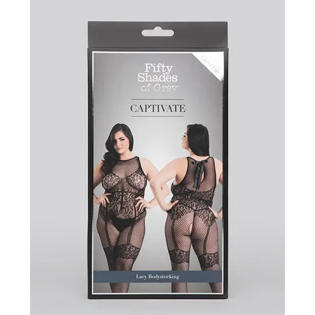 Fifty Shades of Grey Captivate Lacy Body Stocking Black O/S Curve - Lingerie - Packaged