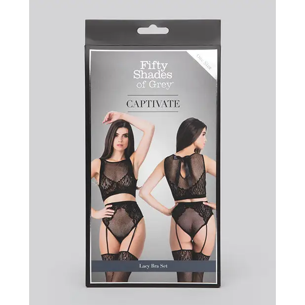 Fifty Shades of Grey Captivate Lacy Bra Set Black O/S - Lingerie - Packaged