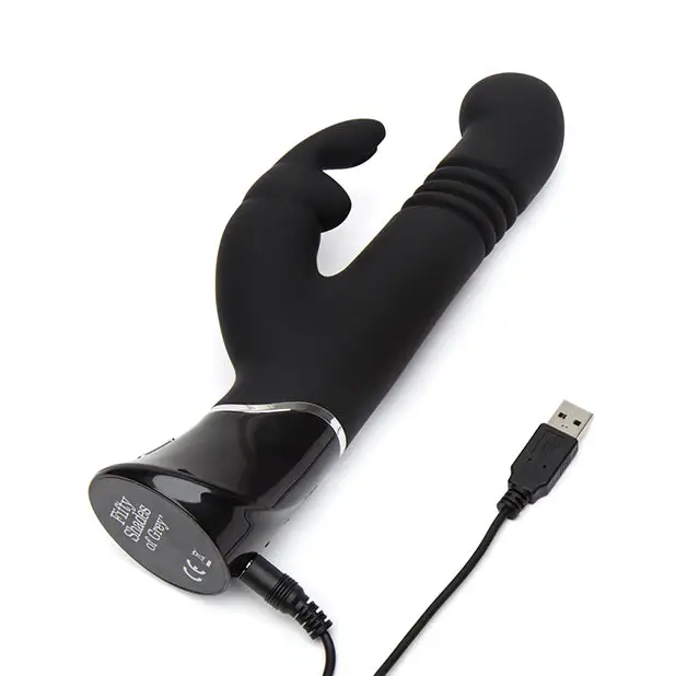 Fifty Shades of Grey Greedy Girl Rechargeable Thrusting G Spot Rabbit Vibrator - Black - Fifty Shades of Grey