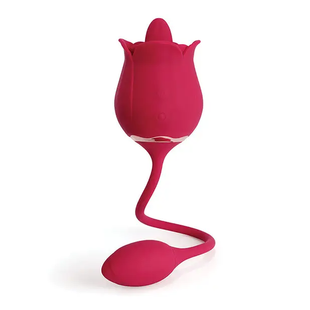 Fiona Clit Licking Rose & Vibrating Egg - Red - Stimulators