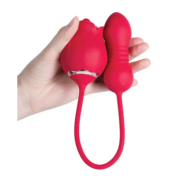 Fiona Plus Rose Clit Licking Stimulator; Thrusting Egg - Red