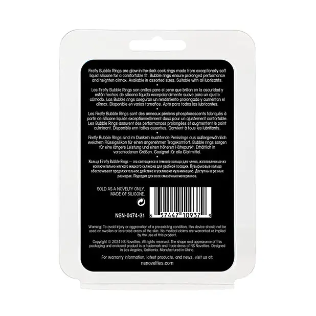 Firefly Glow in the Dark Bubble Cock Ring - Large White - Penis Enhancement