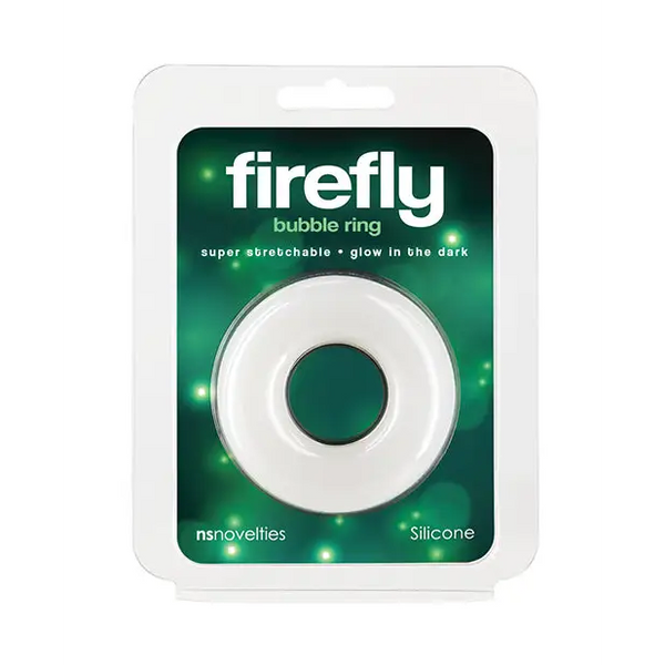 Firefly Glow in the Dark Bubble Cock Ring - Large White - Penis Enhancement