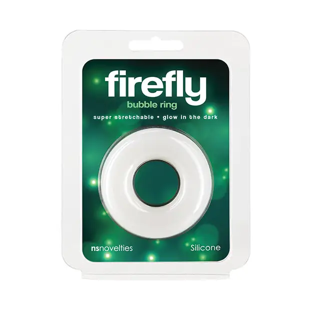 Firefly Glow in the Dark Bubble Cock Ring - Large White - Penis Enhancement