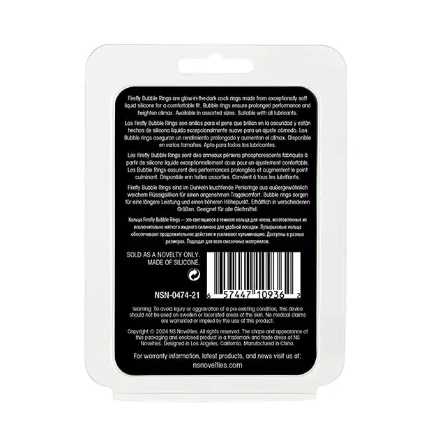 Firefly Glow in the Dark Bubble Cock Ring - Medium White - Penis Enhancement