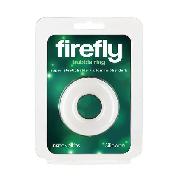 Firefly Glow in the Dark Bubble Cock Ring - Medium White - Penis Enhancement