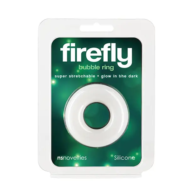 Firefly Glow in the Dark Bubble Cock Ring - Medium White - Penis Enhancement