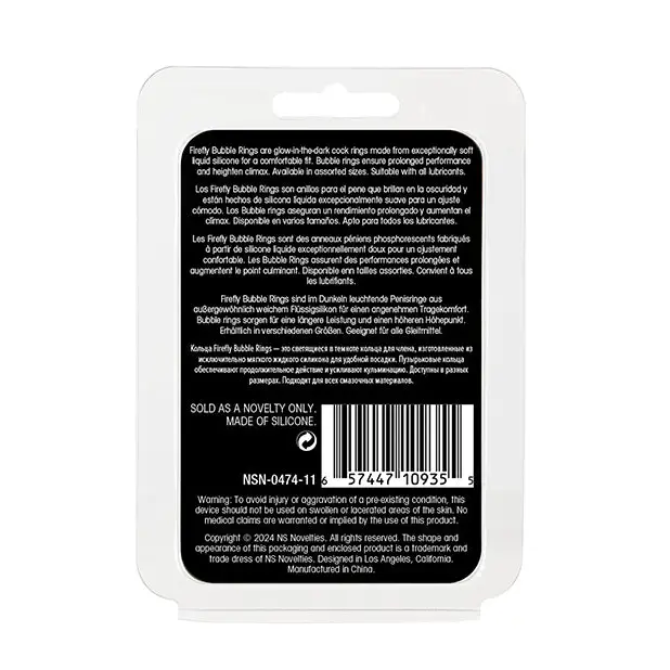 Firefly Glow in the Dark Bubble Cock Ring - Small White - Penis Enhancement