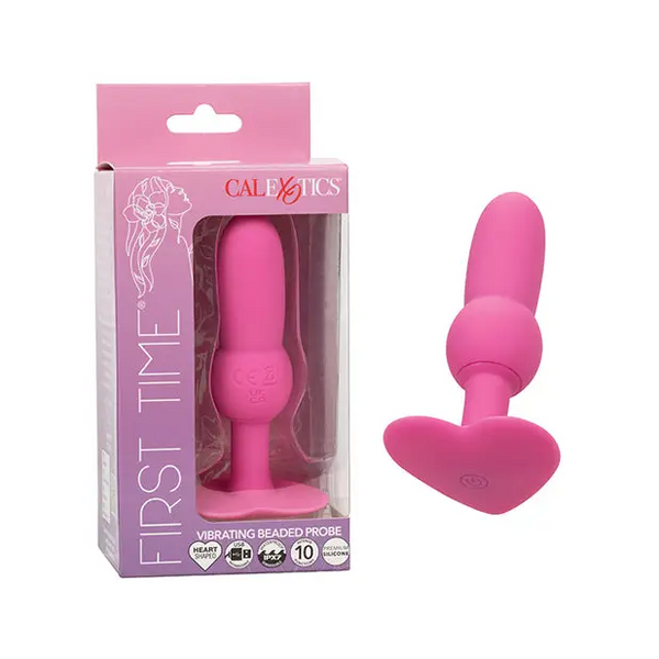 First Time Vibrating Beaded Anal Probe - Pink - Anal Products