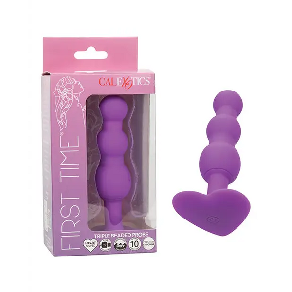 First Time Vibrating Triple Beaded Anal Probe - Purple - Anal Products