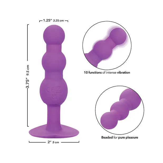First Time Vibrating Triple Beaded Anal Probe - Purple - Anal Products