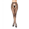 Fishnet Natural Waist Crotchless Pantyhose Black O/S - Lingerie - Packaged