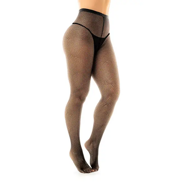 Fishnet Pantyhose w/Back Seam Black O/S - Lingerie - Packaged