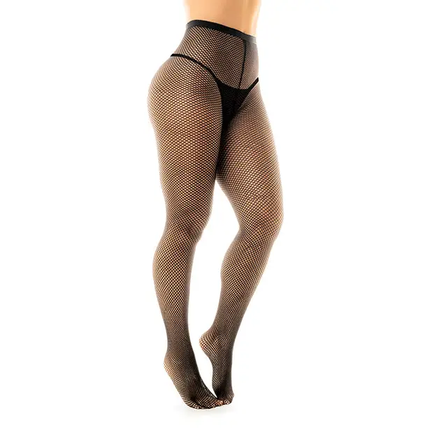 Fishnet Pantyhose w/Back Seam Black O/S - Lingerie - Packaged