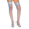 Fishnet & Scallop Stretch Lace Thigh High Stockings Blue O/S - Lingerie - Packaged