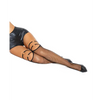 Fishnet Strap Thigh High Stockings Black O/S - Lingerie - Packaged