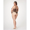 Fishnet Strappy High Cut Leg Teddy Black 1X/2X - Lingerie - Plus/Queen - Hanging