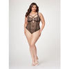 Fishnet Strappy High Cut Leg Teddy Black 3X/4X - Lingerie - Plus/Queen - Hanging