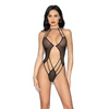 Fishnet Teddy w/Jewel Detail Black O/S - Lingerie - Packaged