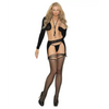 Fishnet Thigh High w/Lace & Opaque Garterbelt - Black O/S - Lingerie - Packaged