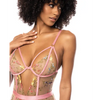 Floral Embroidered Teddy w/Underwire Cup & Garters Pink X-Large - Lingerie - Packaged