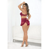 Floral Eyelash Lace Apron Wine SM - Lingerie - Hanging